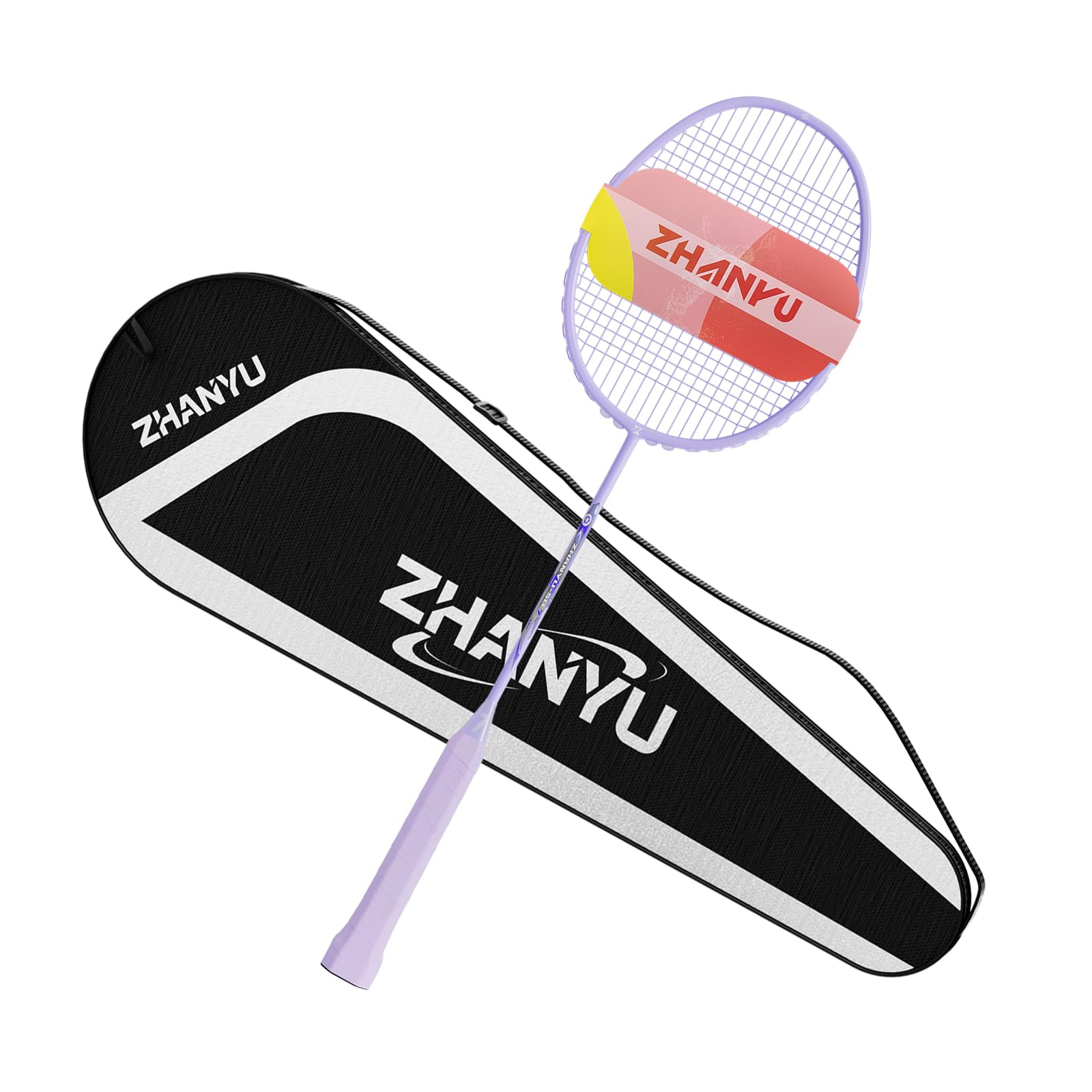Racchetta da badminton, racchetta da badminton, 100% fibra di carbonio, stampaggio monopezzo, ultra leggera, 76 g, offensiva e difensiva, durevole racchetta da allenamento, include 1 racchetta e 1