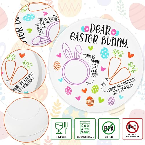 Miniatura 3 de Plato redondo de conejo de Pascua, plato redondo de conejo de Pascua, zanahorias para querido conejo de Pascua, platos de plástico reutilizables,