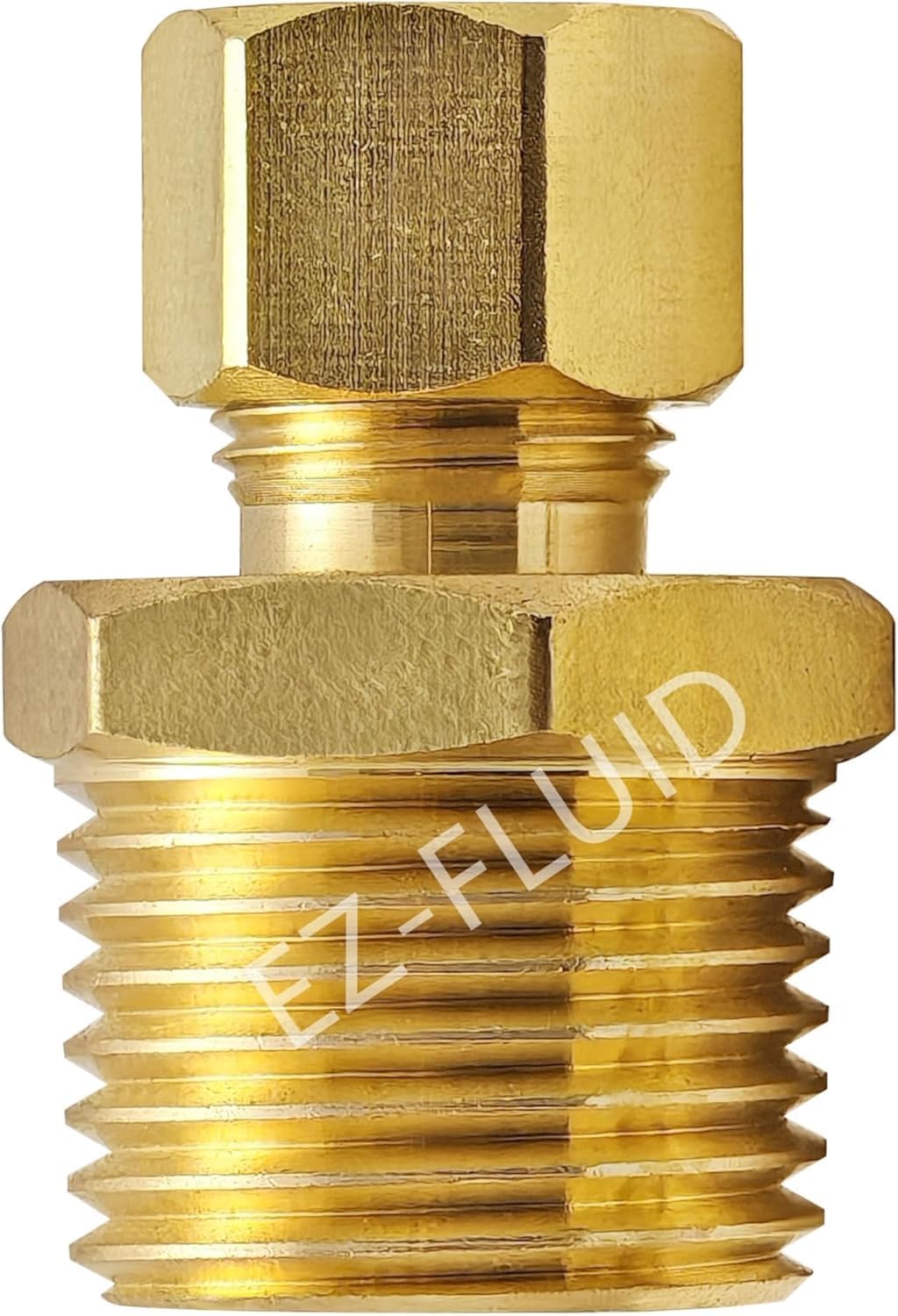 (10) EZ-Fluid 5/8" Comp. x 3/4" MIP Male Adapter Reducing Union Coupling Fittings Connector,Compression x NPT,LF Brass Compression Tube Fitting Safe for Drinking water Plumbing