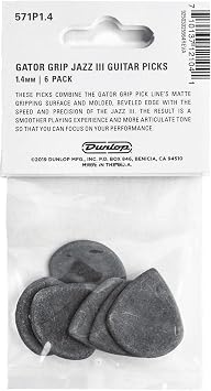Jim Dunlop Gator Grip Jazz III Pick 1.4MM - 6 Pack