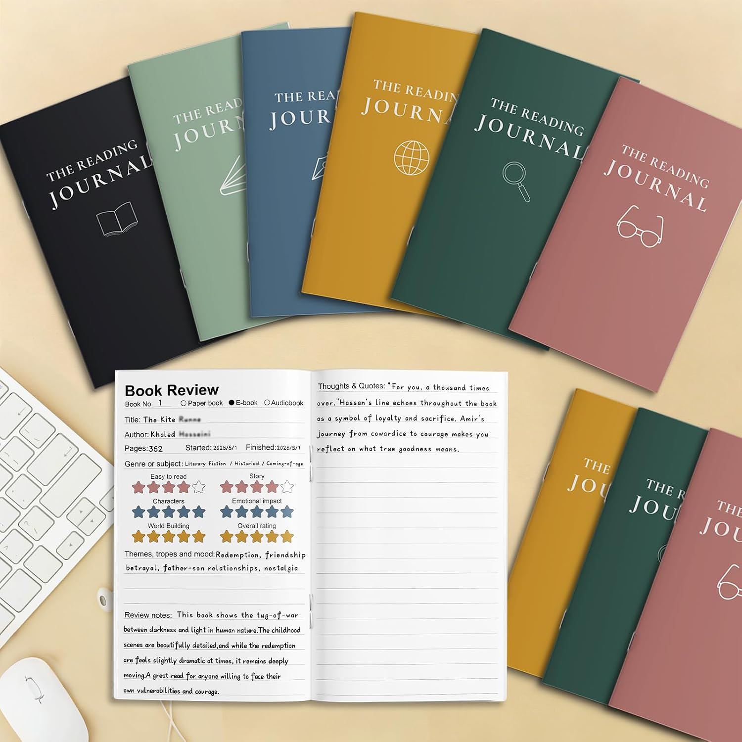 6 Pack Reading Journal for Book Lovers Gifts 3.5x6 in Morandi Colors Book Review Journal with 108 Reviews Reading Tracker Log Librarian Notebook Mini Reading Accessories Present for Reader 20 Sheets image 3