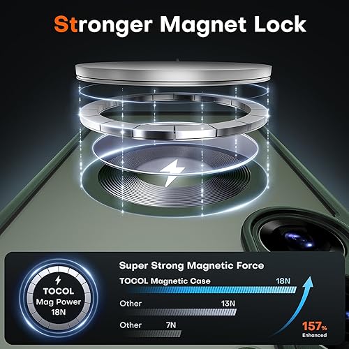 Vista 83 de Funda TOCOL [Paquete de 1+2] diseñada para Samsung Galaxy S22 Ultra, con 2 protectores de lente de cámara, parte trasera dura mate translúcida