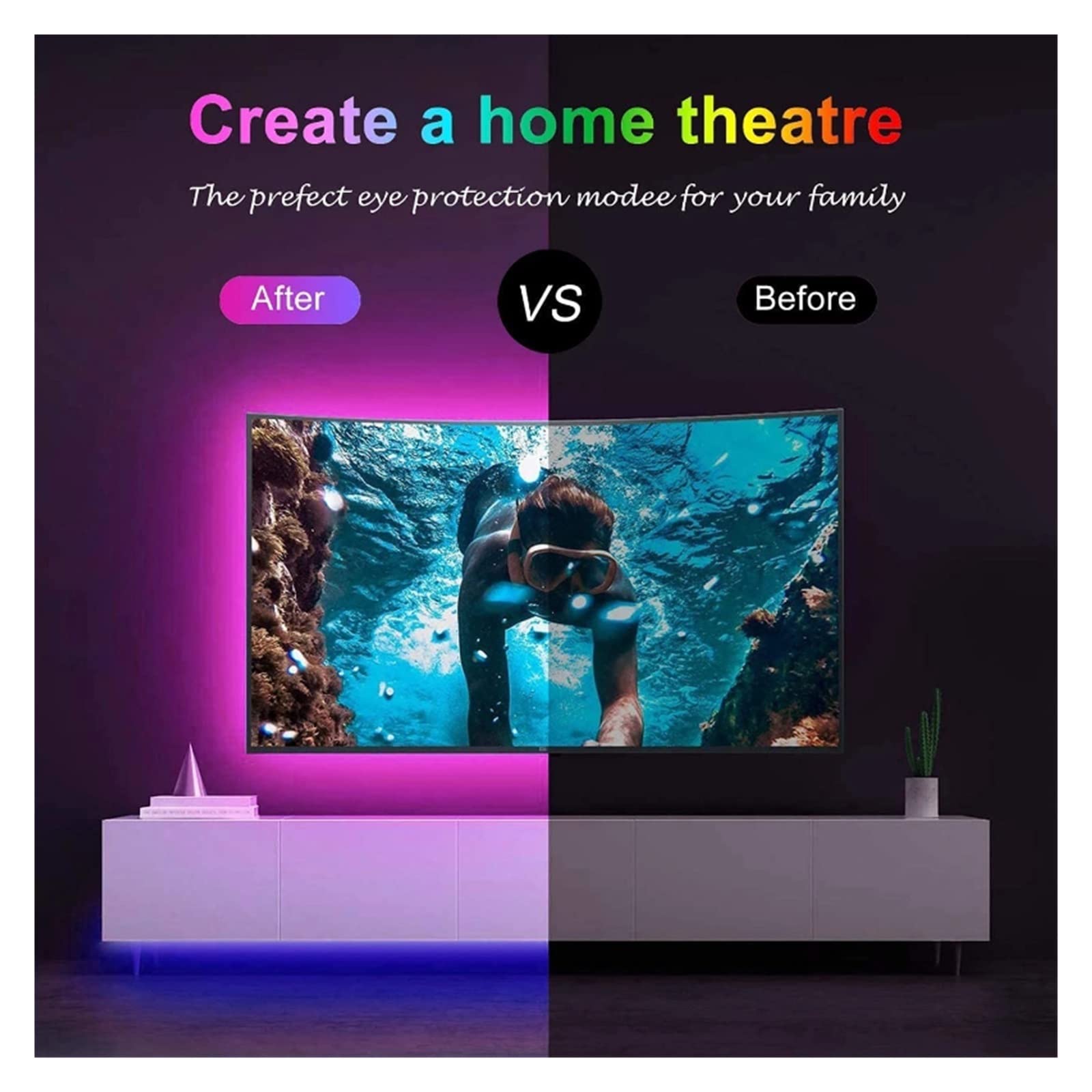 Bande LED USB RVB 5050 luces LED Rétroéclairage TV 10 m Ruban LED Bluetooth Magique Éclairage pour la Maison Cuisine Éclairage pour la Chambre (5050 IR 24 Touches, 1M Ensemble Complet)