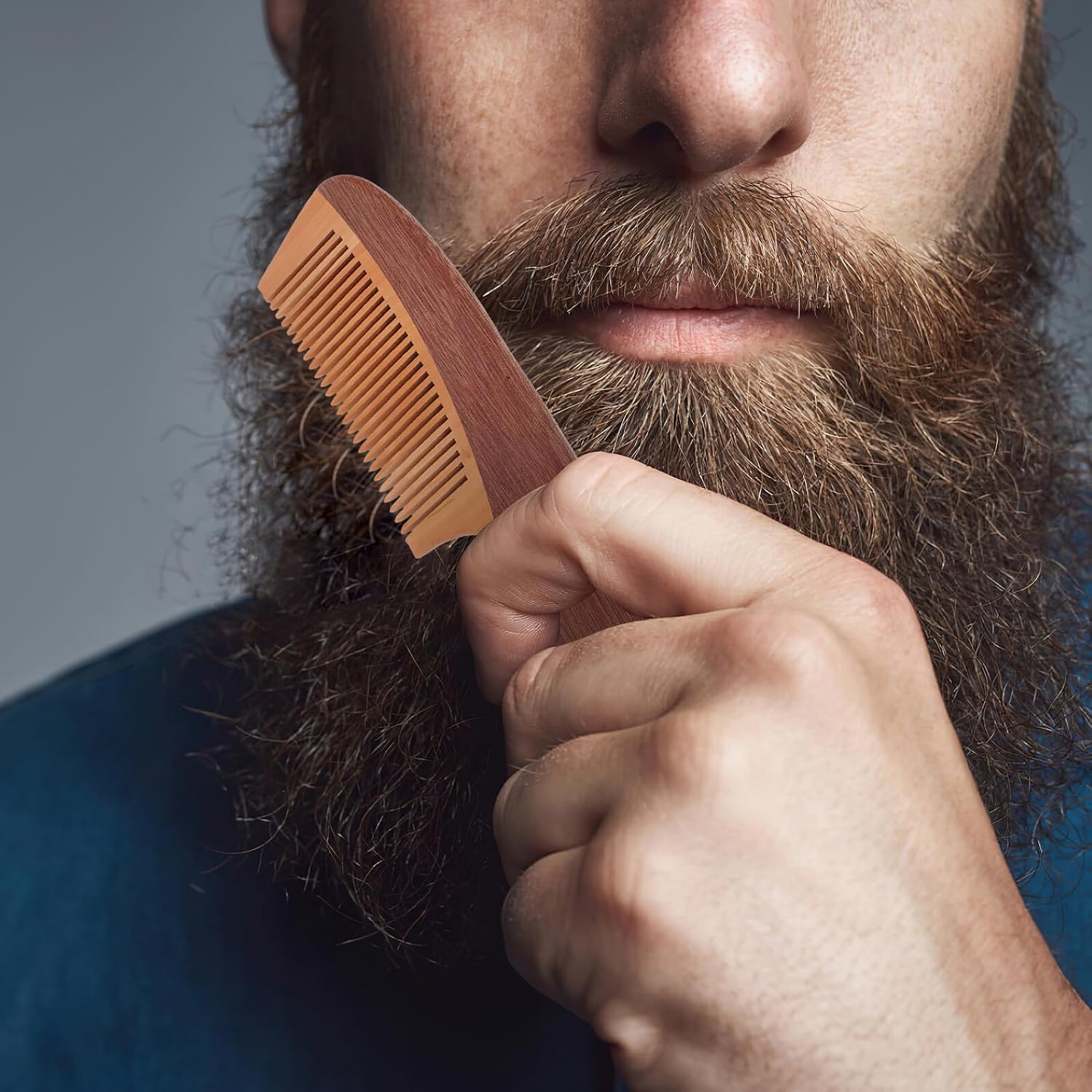 Wooden Beard Comb and Facial Hair Brush for Men, Wide Tooth Mini Mustache Comb, Pocket-sized Grooming Tool for Beard Care and Styling