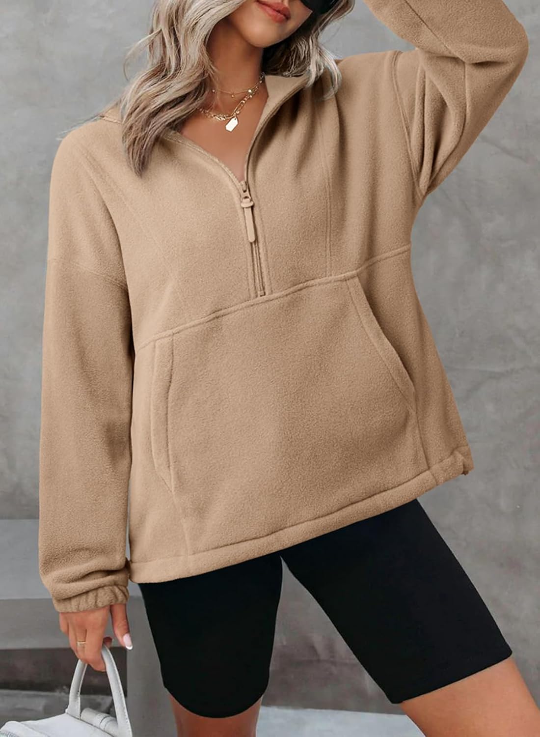 Dokotoo Womens Oversized Sweatshirts Half Zip Pullover Fall Fashion Outfits 2025 Oversized Hoodies Mock Neck Sweatshirt - Image 3