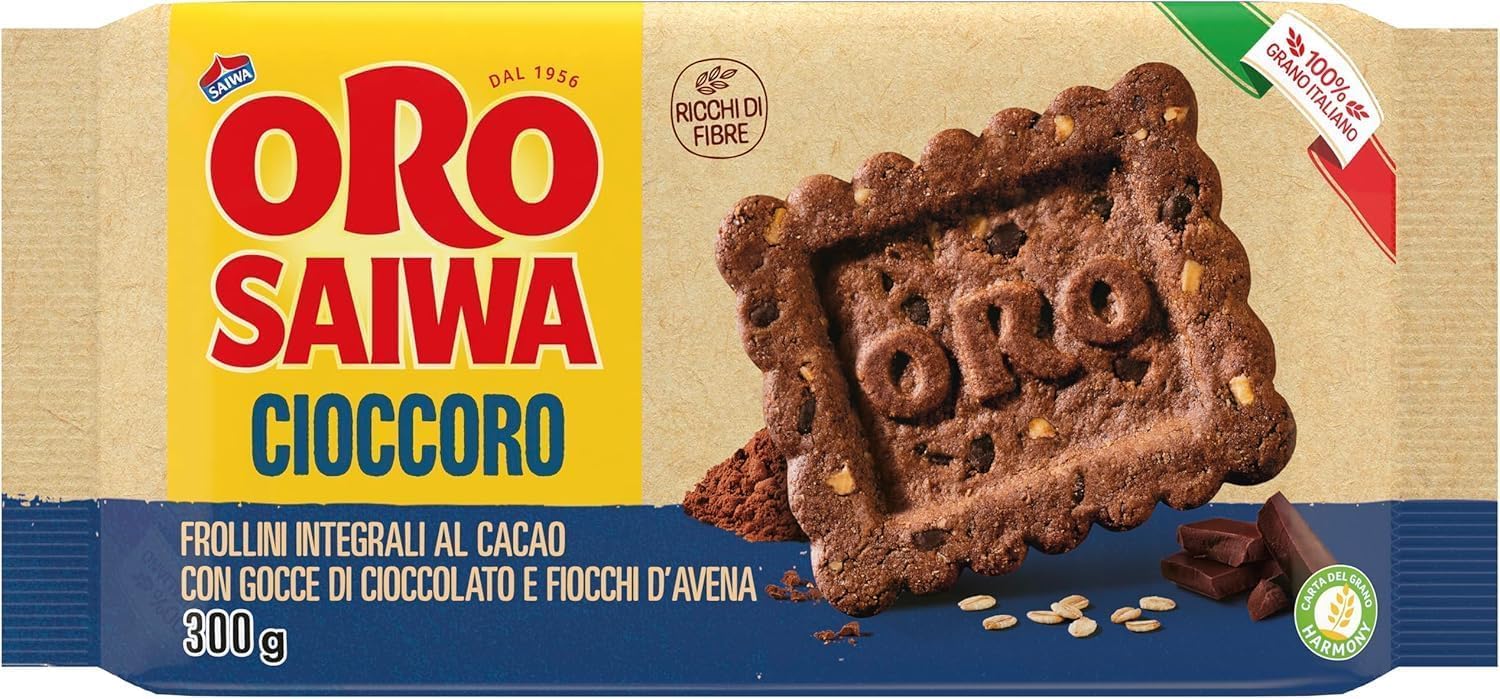 Italian Gourmet Bundle Vollkorn-Kakao-Kekse mit Schokostückchen 12x 300g + Italian Gourmet Polpa Gratis – Italienische Kakao-Frollini mit Haferflocken, ballaststoffreiche Frühstückskekse