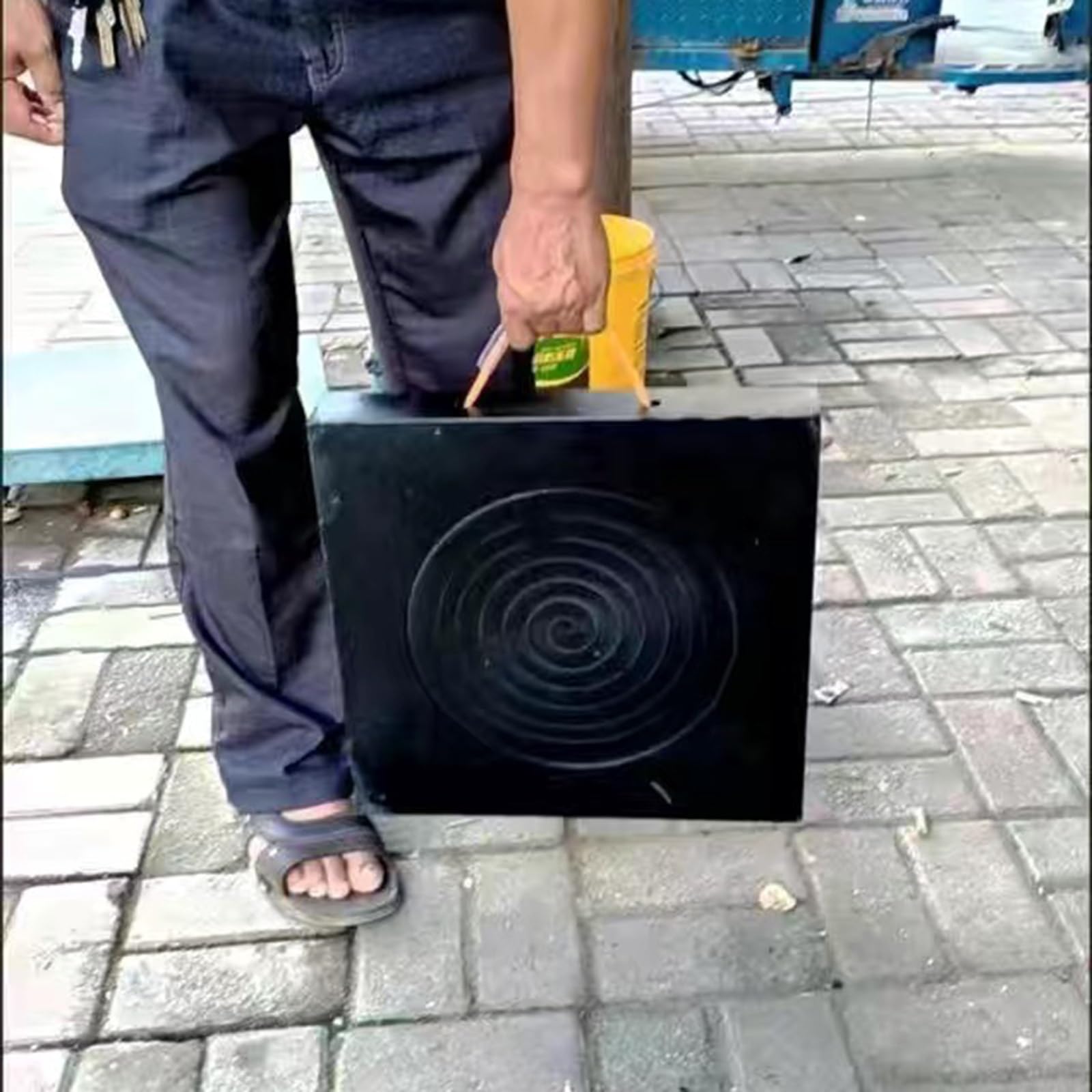Ausleger-Pad Wagenheber Gummiauflage Jack Pads Leicht zu transportieren Anhängerheber-Pad mit Handgriff, Rutschfest Hochbelastbar Rv Nivellierpads mit strukturierter Oberfläche, Stabilisierende Ausleg