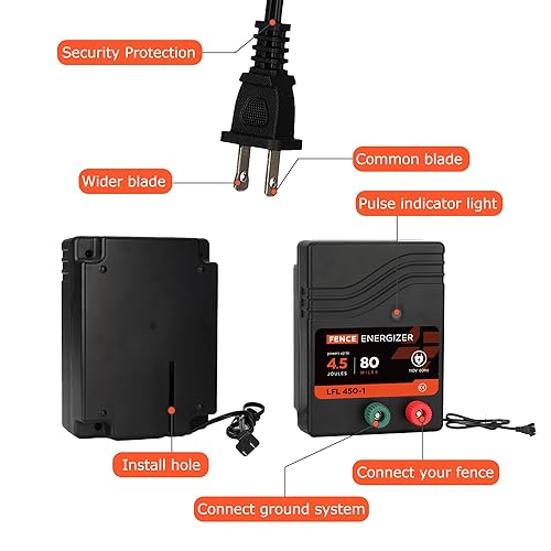 Miniatura 7 de Cargador eléctrico para valla de CA  Rango de 80 millas, cobertura de 250 acres, 110 V, 4.5 julios, voltaje de salida máximo de 10 kV  Energizador