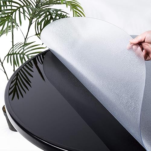 Miniatura 1 de Geovne - Mantel de PVC transparente esmerilado, protector de mesa, resistente al agua y al aceite, funda de mesa redonda de 0.079in de grosor,