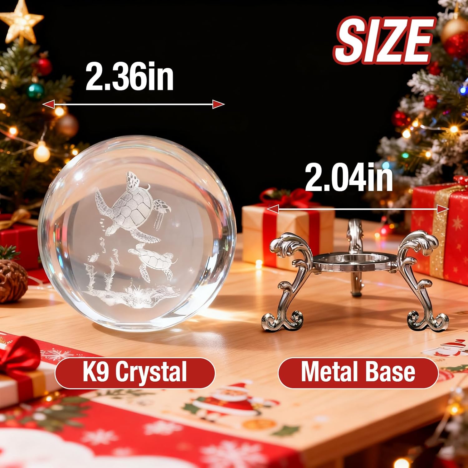 3D Sea Trutle Crystal Ball with Stand 60mm Sea Trutles Glass Paperweight Ball Home Decor Birthday for Women Men Turtle Lovers - Image 2
