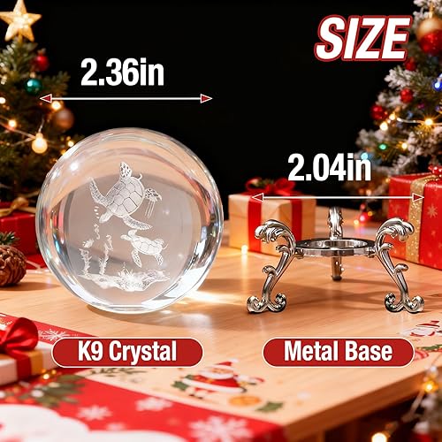 Miniatura 2 de Bola de cristal 3D con soporte de 2.362 in de mar, bola de pisapapeles de cristal, decoración del hogar, cumpleaños, para mujeres, hombres, amantes
