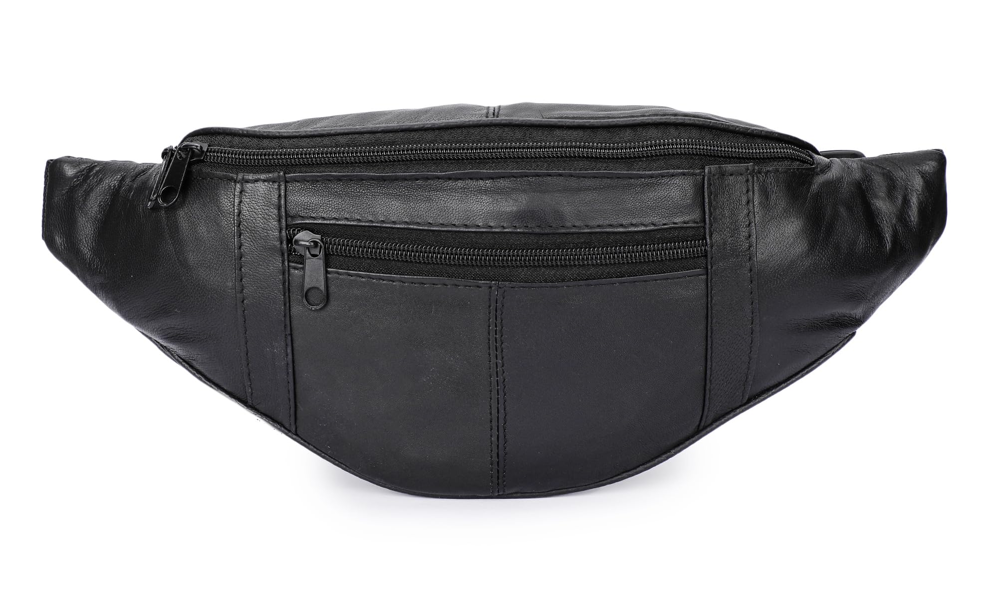 Leather Black Unisex Waist Bag Travel Pouch Passport Holder with Adjustable Strap (2140_Blk)-image-38