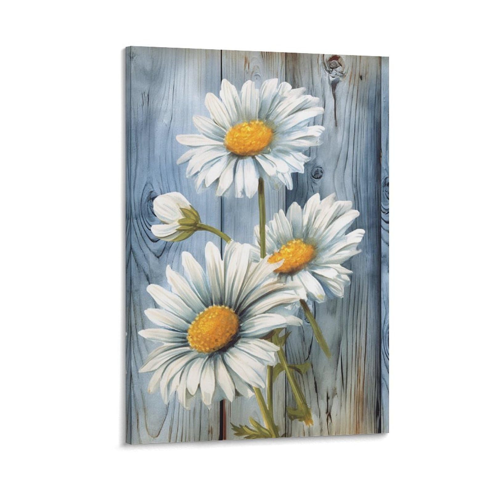 Foccar Frame-Style-1 Rustic Flower Canvas Wall Decor Contemporary Glam White Flower Poster Wall Art For Living Room Bedroom Artwork