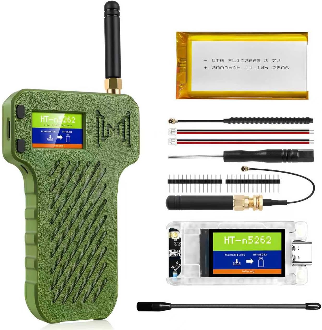 Heltec Mesh Node T114 Development Board with TFT Display, 3000mAh Battery + N36 Case Set, nRF52840 SX1262 Module, Supports LoRa, Bluetooth 5.0, WiFi, GPS and Solar Power for Meshtastic LoRaWAN IoT