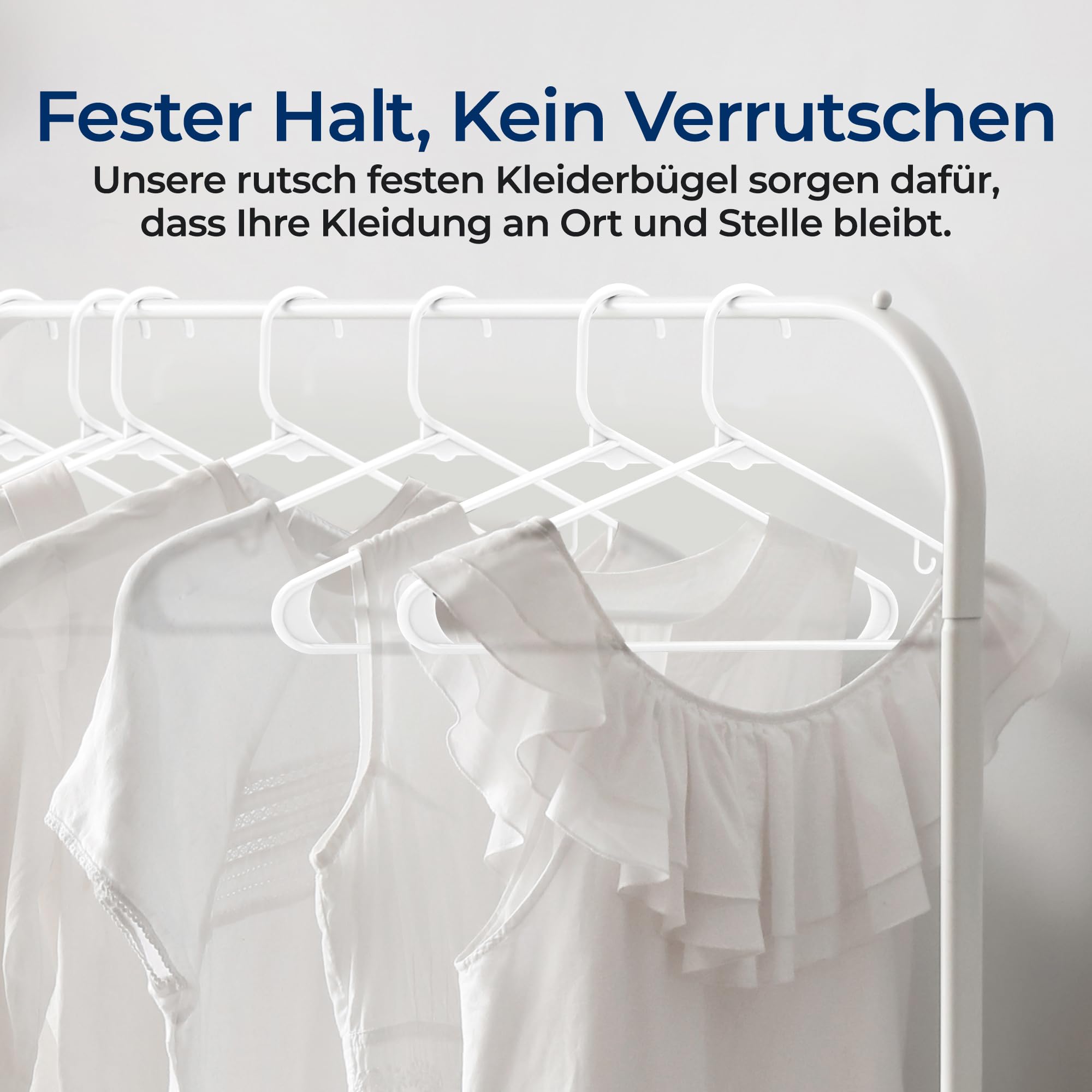 SereneLife Kleiderbügel Weiß Kunststoff – 200 Stück, 41 cm, 0,6 cm dünn | rutschfest & platzsparend Ultradünne Hangers für Haushalt, Geschäft & Gewerbe