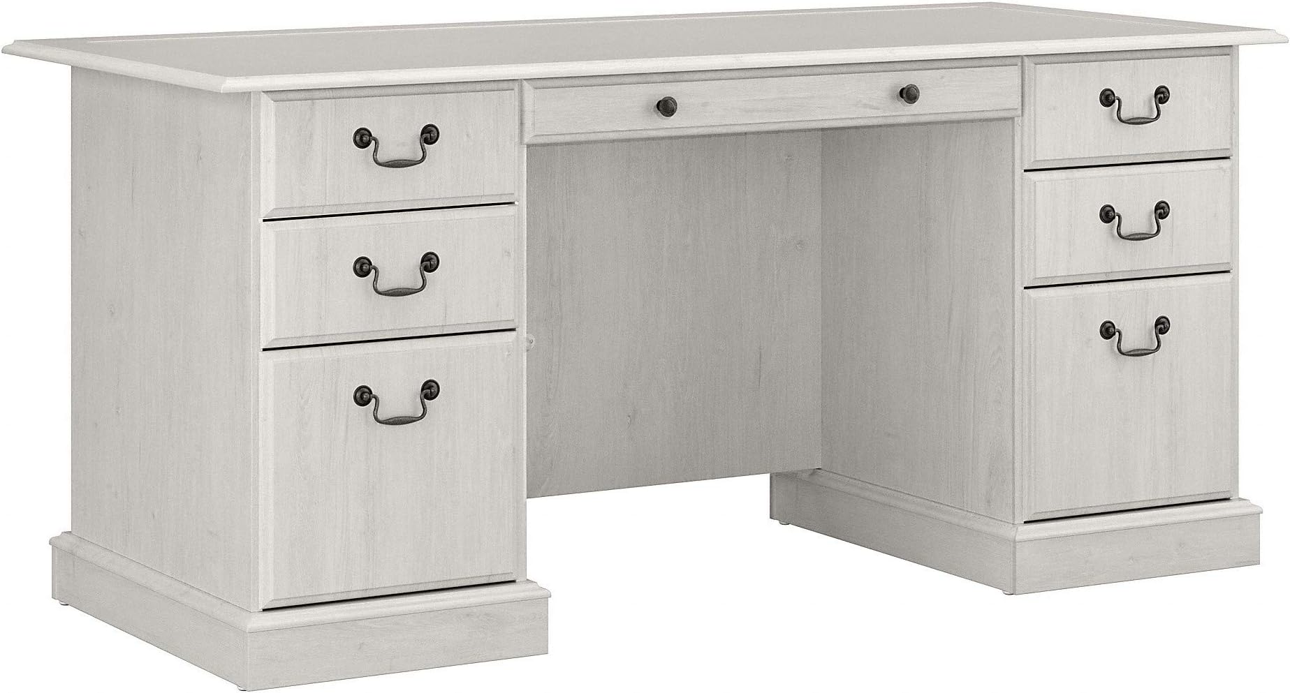 Bush Home Saratoga Executive Desk with Drawers in Linen White Oak