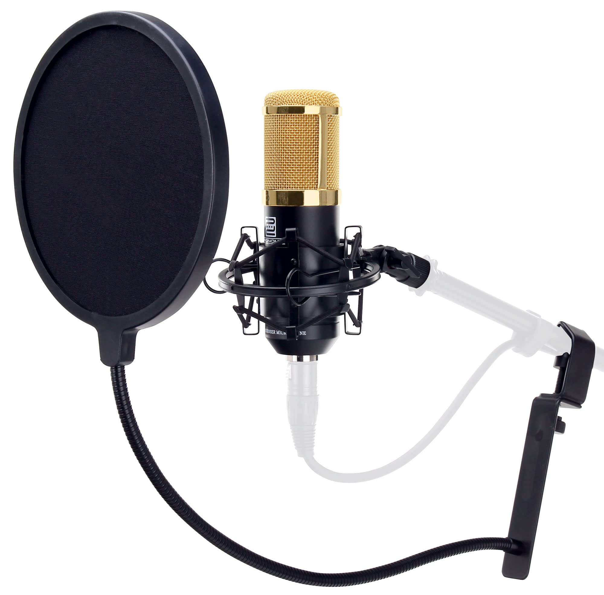 Pronomic CM-100BG Micrófono de Estudio de Gran Diafragma & Filtro Antipop | Diafragma dorado de 34 mm, Patrón polar: cardioide marcado, Rango de frecuencia: 20 Hz - 20 kHz, Relación señal-ruido: 78 dB