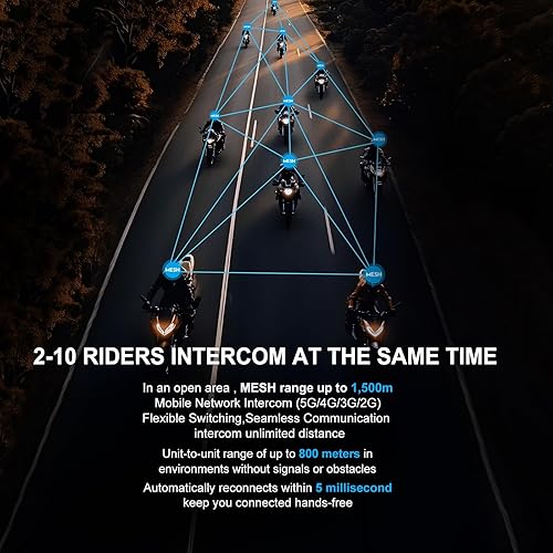 Miniatura 3 de SolaMr X10 - Casco de motocicleta con Bluetooth, altavoces, casco de esquí, intercomunicador, sistema de comunicación de malla integrado, compatible