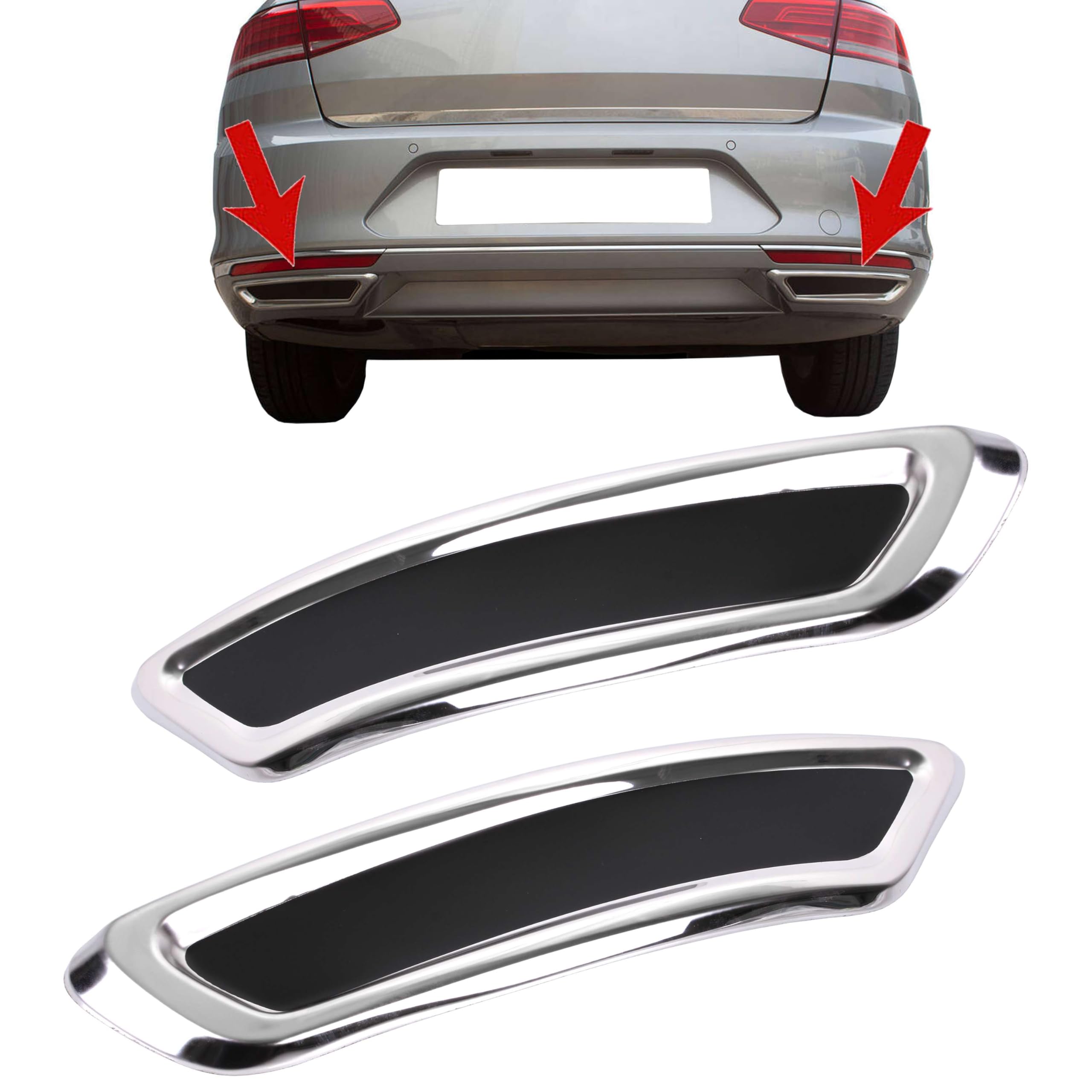 INLY 2 Piezas Tapa del tubo de escape de acero inoxidable compatible con Passat B8 2014-2019