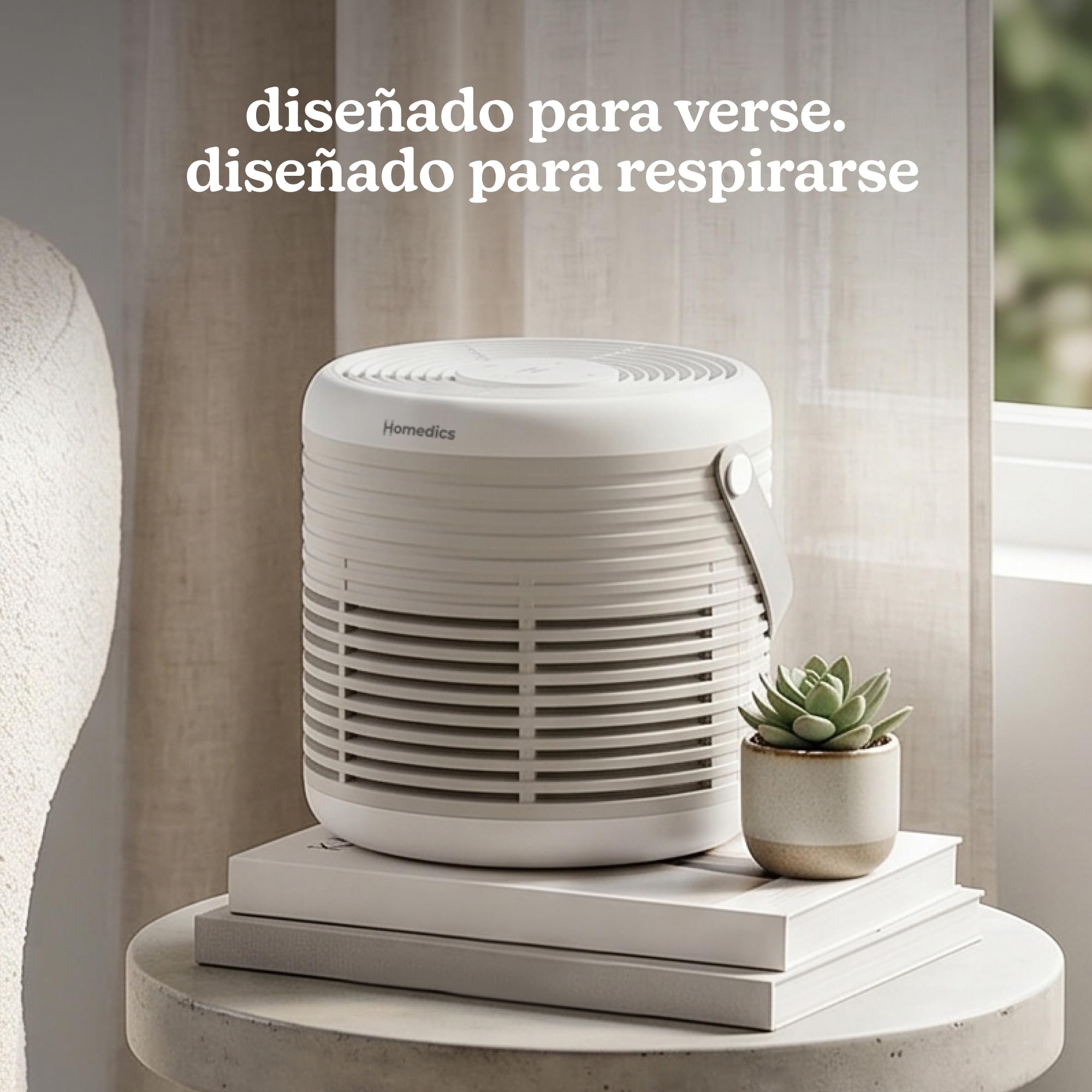 Homedics WhisperPure Comfort Purificador de Aire, True HEPA, Piedra | Silencioso, Portátil, Filtros con Filtración 3 en 1 contra Polvo, Polen y Olores, 3 Velocidades, Hogar y Oficina