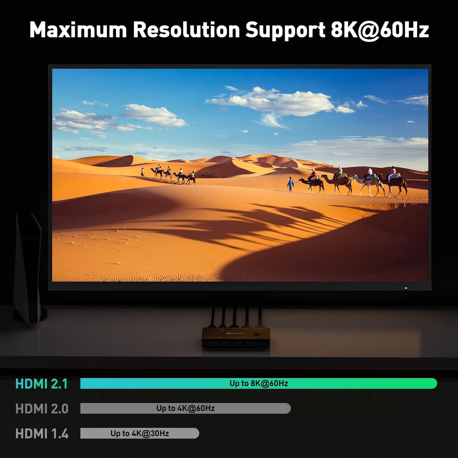KCEVE 8K USB 3.0 Commutateur KVM HDMI Commutateur KVM 2 Ports Supporte une résolution de 7680 * 4320@60Hz, 3840 * 2160 @ 120Hz pour 2 Ordinateurs, la Souris, Clavier et Moniteur