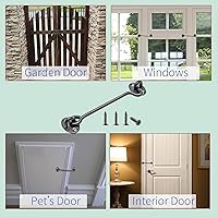 Vista 6 de Pestillo de bloqueo de puerta de 6 pulgadas, paquete de 2 cierres de puerta de granero, ganchos de cabina de acero inoxidable sólido grueso