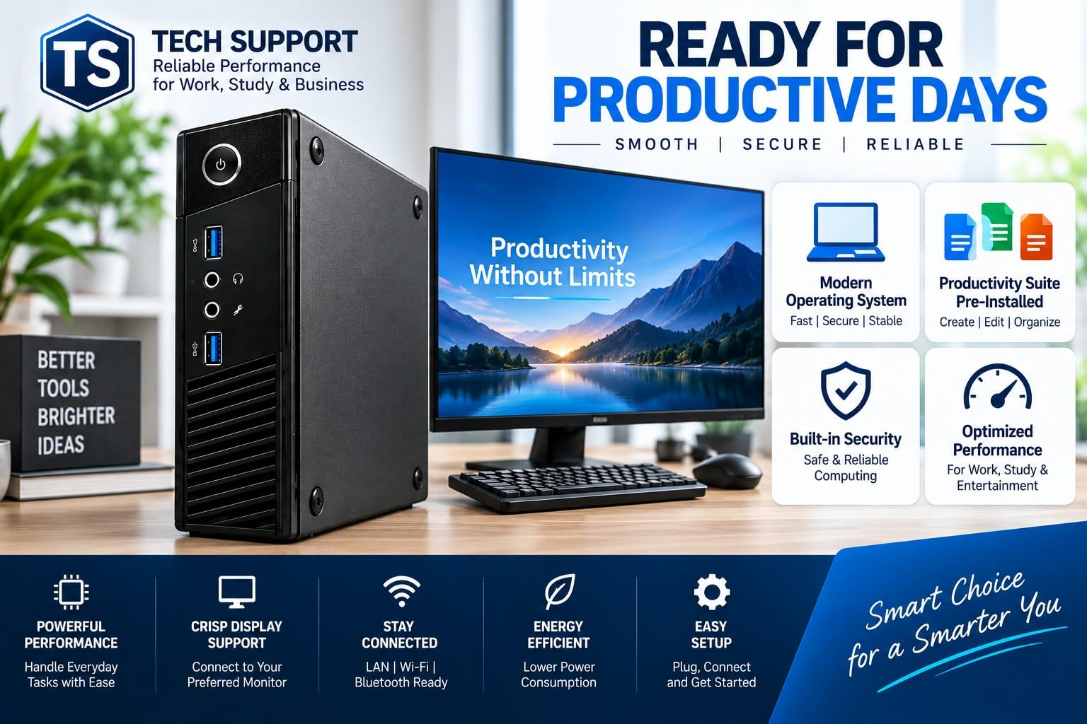 TECHSUPPORT Mini Desktop PC, Core i5 4th Gen, 8GB RAM, 256GB SSD, Windows 11 Pro, Office 2024, HD Graphics, WiFi, Compact Business & Office Computer | 1Year Onsite Warranty — Amazon image 5