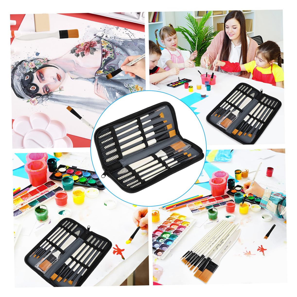 jojofuny 2 Set Nylon Con Per Ad Gouache E Acquerelli Facili E Comodi Tenere Per 10 Pezzi*2