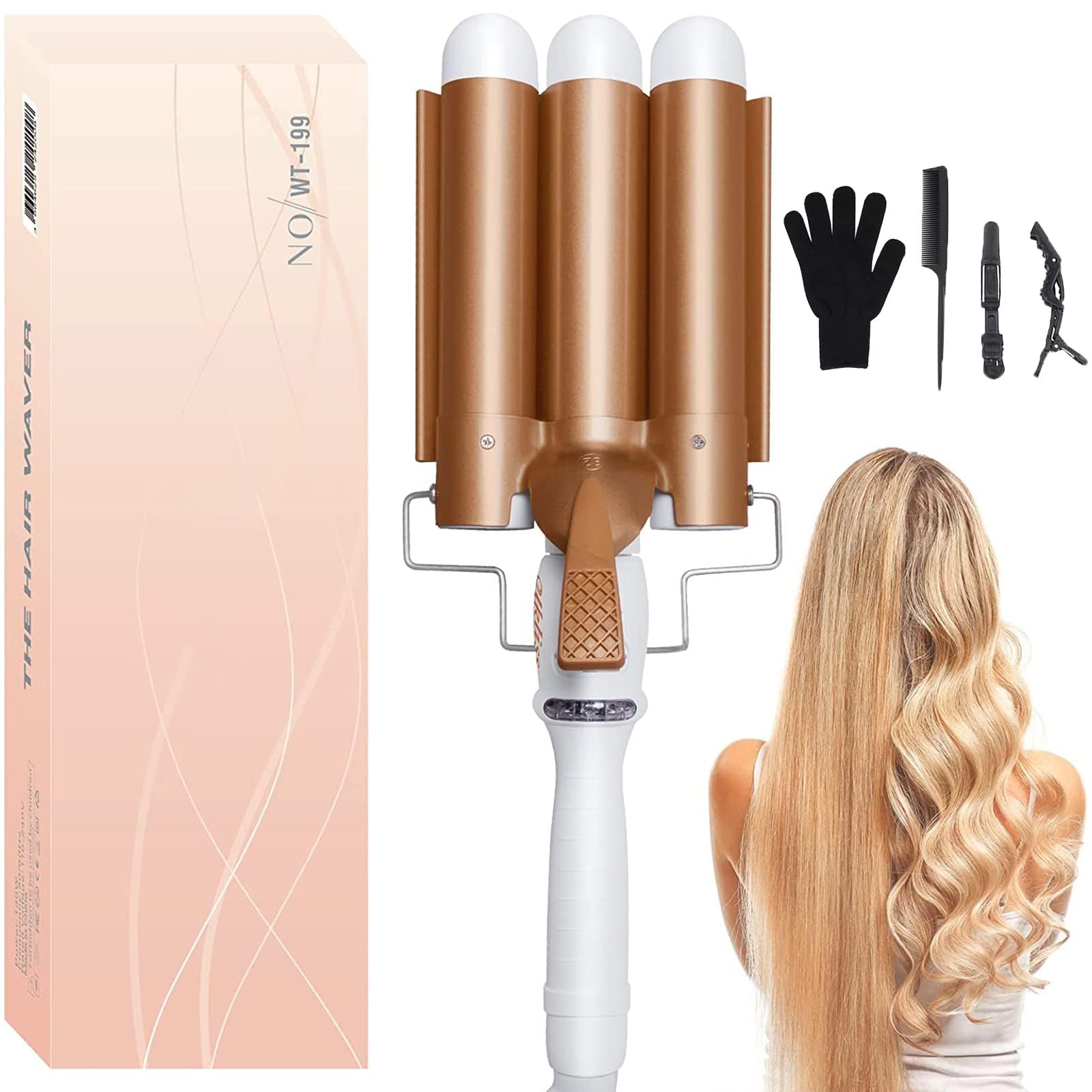 Large 3 Barrel Curling Iron with LCD