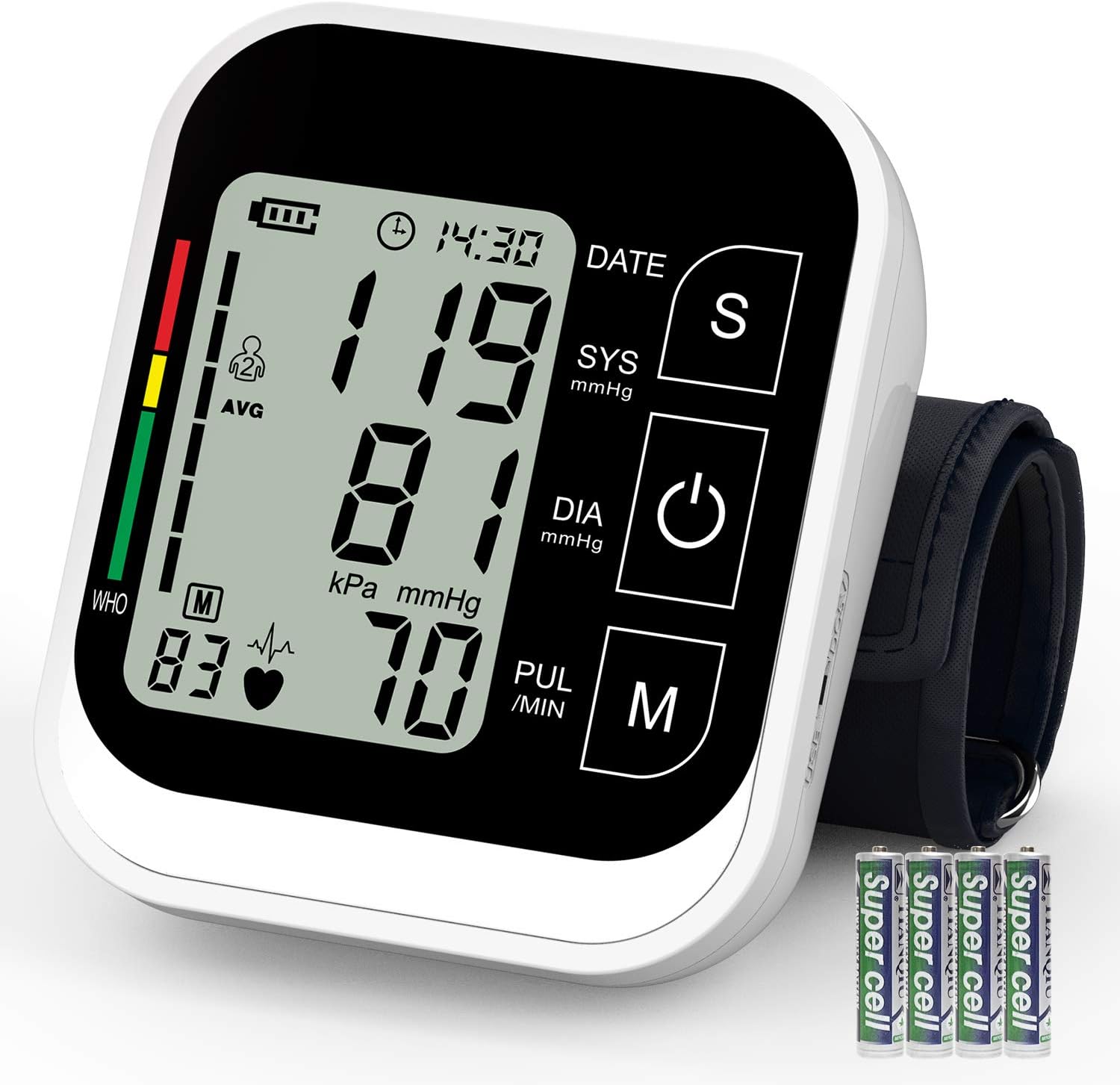 Blood Pressure Monitor,Ivkey Automatic Digital Upper Arm Blood Pressure Monitor and Heart Rate Pulse with Large Cuff for Home Use,Large 3.5" Display LCD,2 * 99 Memories(Battery Included)