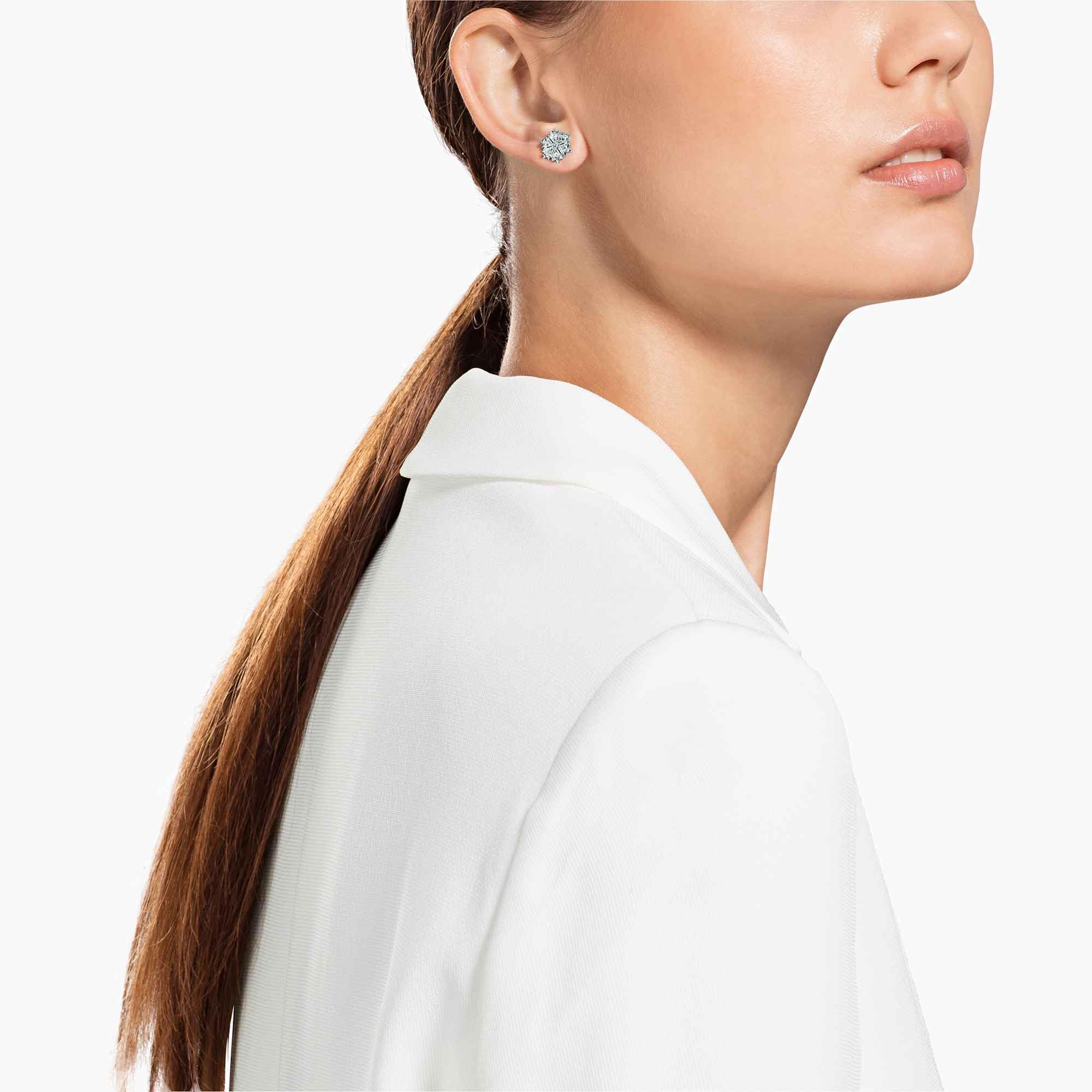 Swarovski Magic Evolution Collection Stud Earrings, Snowflake, Rhodium plated