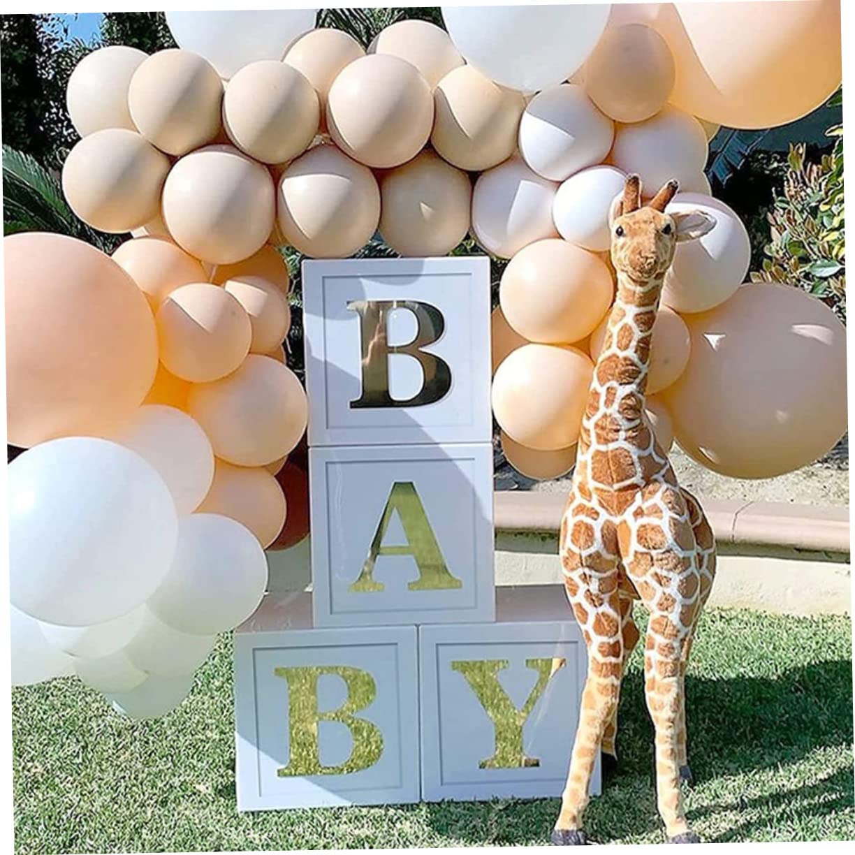 OUNONA Luftballonketten für Babyparty Dekorationen aus Papier in Weiß und Grün Babyboxen zur Shower und Gender Reveal Party Einsatz
