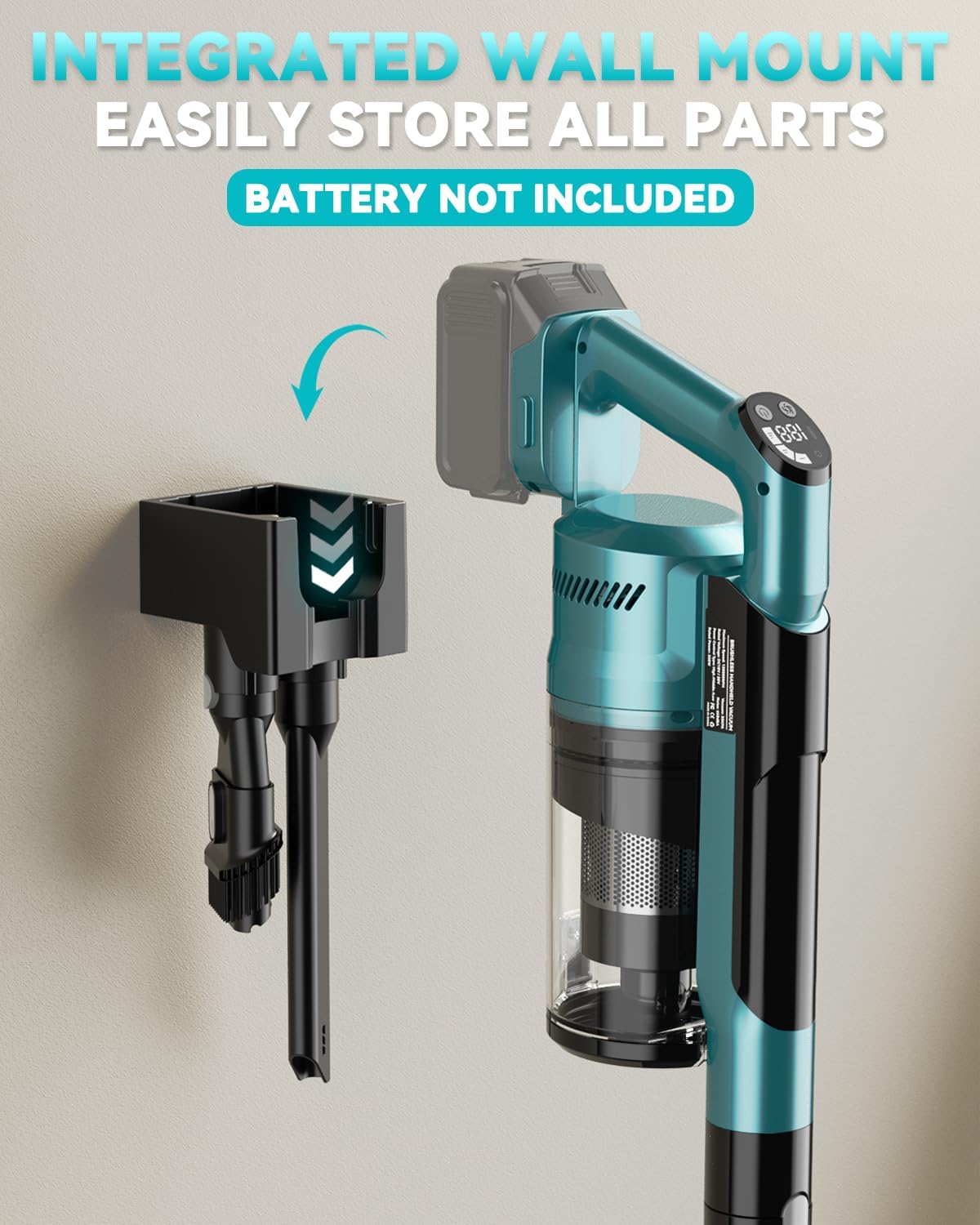 350W Cordless Vacuum Cleaner for Makita 18V Battery, 35kPa Brushless Lightweight Stick Vacuum with 3 Mode Suction, 6 in 1 Stick Vacuum Cleaner with HEPA for Floor, Carpet, Car (Battery Not Included) - Image 8