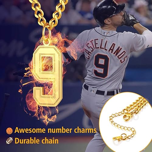 Miniatura 3 de ChainsPro Puede grabar, collar con número de jersey para hombre del 0 al 9, cadena ajustable, joyería del equipo de béisbol, baloncesto, fútbol,