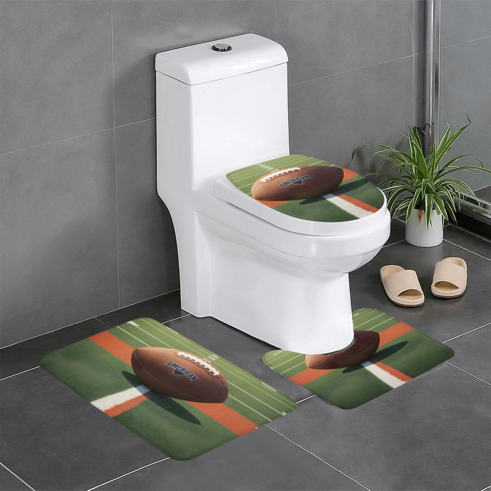 Tapis de bain antidérapants football américain lot de 3 sécurité et confort pour WC