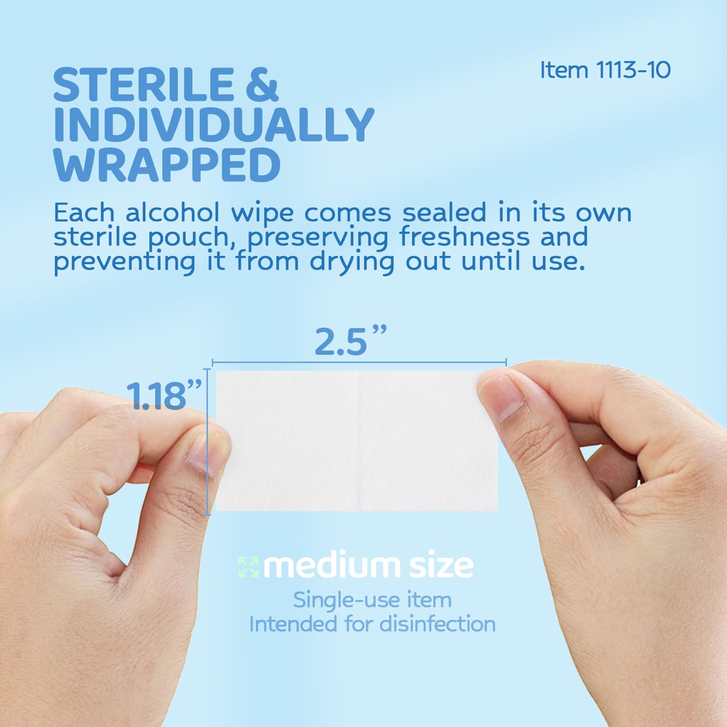 Dynarex DynaSafety Sterile Alcohol Prep Pads - Medium - 70% Isopropyl Alcohol, Individually Wrapped, Soft Cleaning Wipes - Case of 100 Boxes, 10 per Box