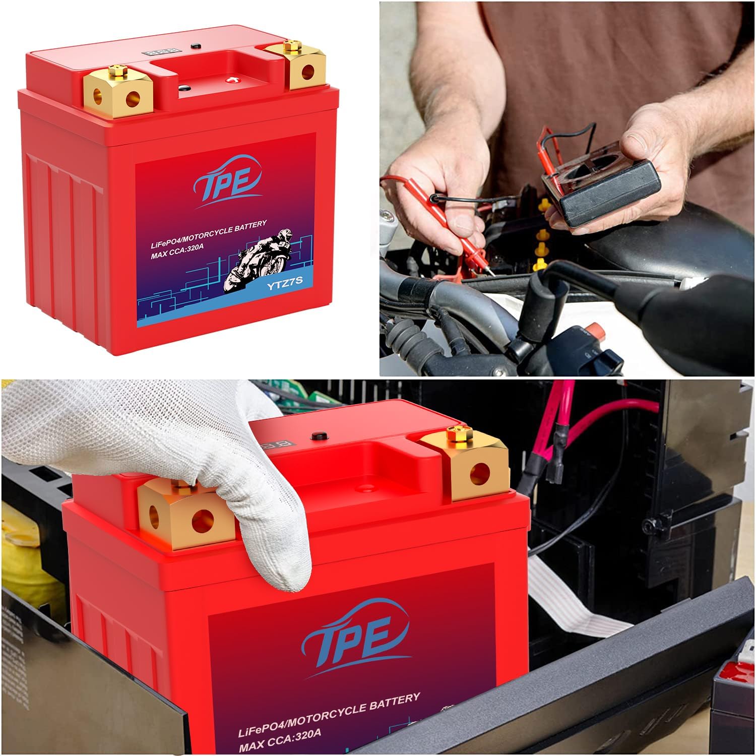 TPE Lithium Motorcycle Battery YTZ7S-BS 12V 4Ah 320CCA Powersport Battery for ATV, Jet Ski, Scooter, PWC and More