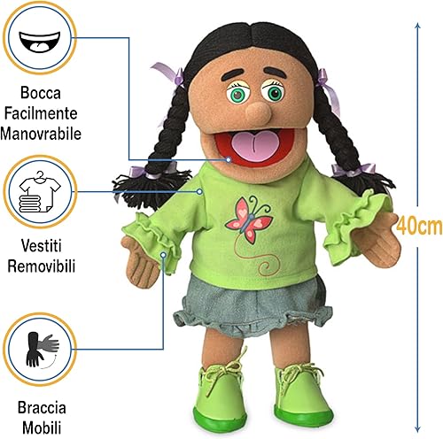 Miniatura 3 de Jazmín de 14 pulgadas niña hispana marioneta de mano