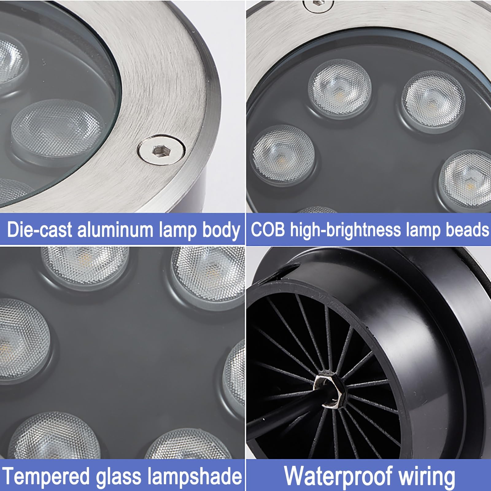 Oświetlenie krajobrazu LED, zewnętrzne oświetlenie podziemne, 3 W, mini kolba, oświetlenie LED, IP67, wodoodporne, okrągłe, wbudowane zewnętrzne oświetlenie ogrodowe, na placy, patio