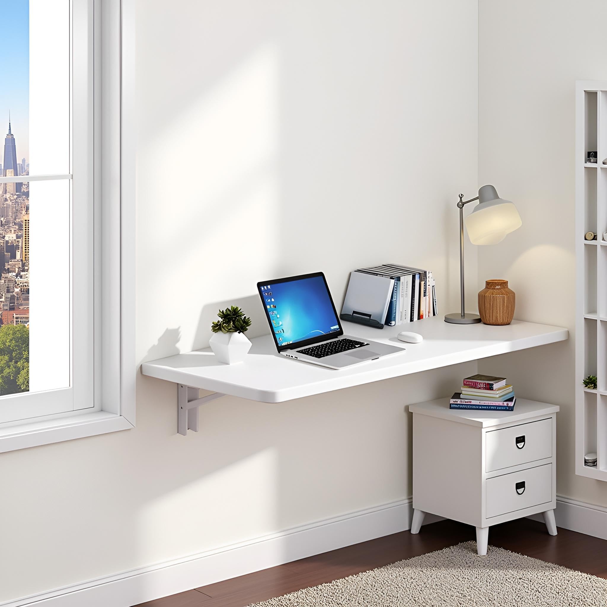 Wandklapptisch, 80x50cm, Weiß, Minimalistischer Schreibtisch für Küche und Büro, Klappbar, Maximale Belastung 20kg (Weiß, 80x50cm)