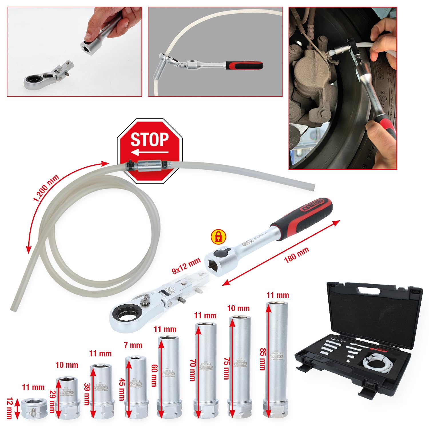 KS TOOLS Kit herram. ventil. cilindro principal del freno 518.0320 1730g