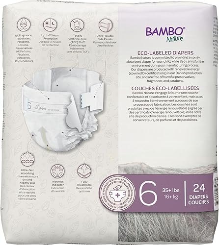 Miniatura 28 de Bambo Nature Pañales hipoalergénicos Dream Baby, pañales sostenibles con etiqueta ecológica de primera calidad, protección mejorada contra fugas,
