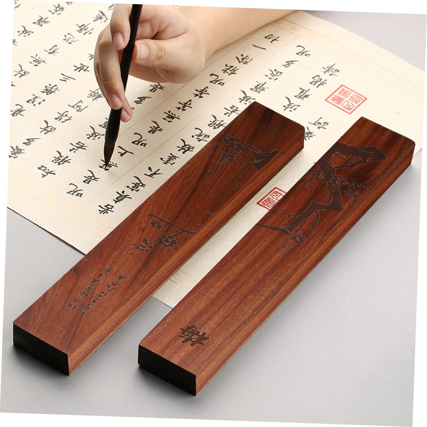 Mipcase 2pezzi Fermacarte Legno Per Calligrafia Stile Elegante e Compatto Per Ufficio e Casa Pesi Per Legno Massello Accessori Per Decorazione Desktop Per Artisti e Studenti Di Calligrafia