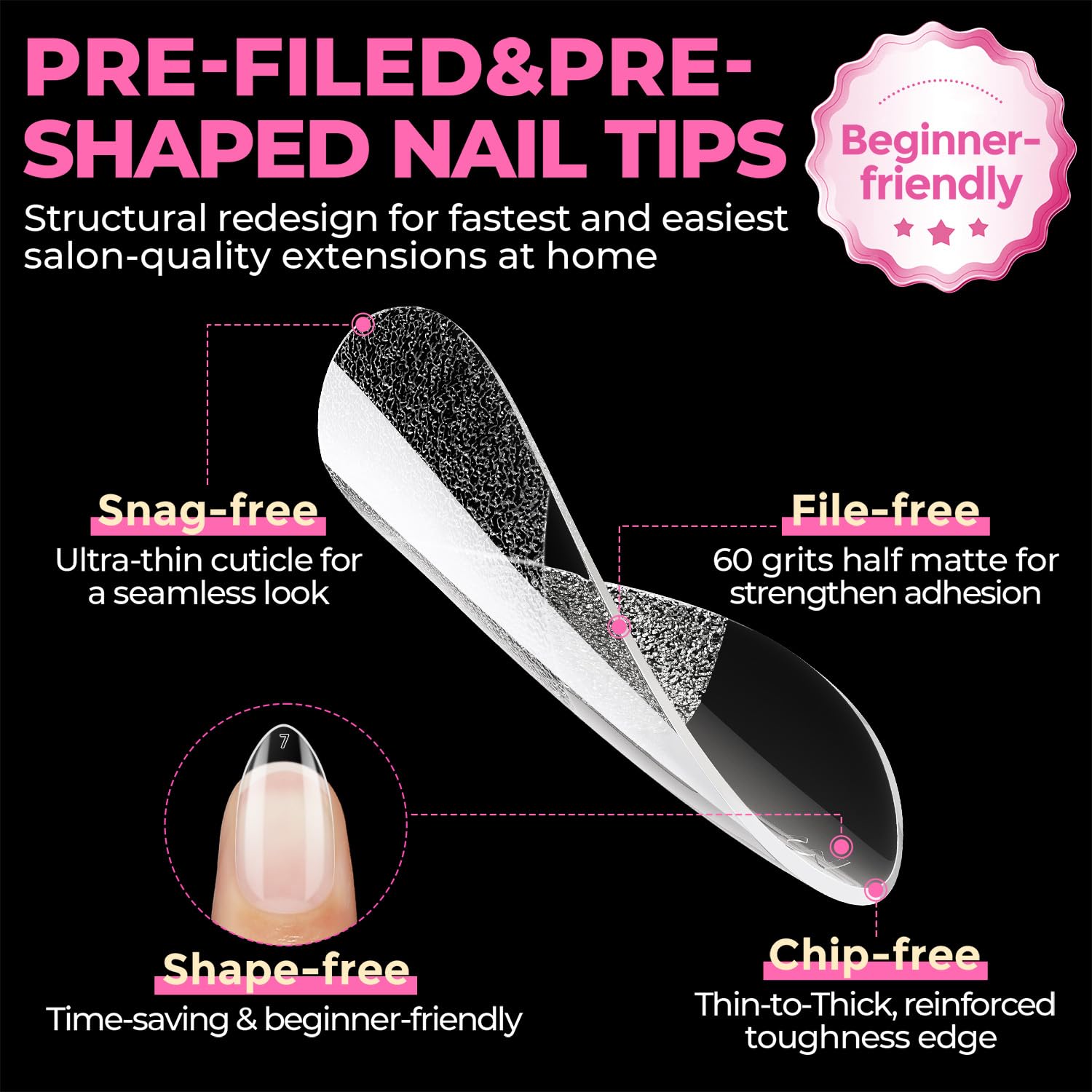 UNA GELLA Kurze Mandel Nail Tips, 504 Stück 12 Größen Nageltips für Gelnägel Soft Gel Tips Full Cover Nagelspitzen für Acrylnägel, Nagelkunst & DIY Nagelstudio zu Hause