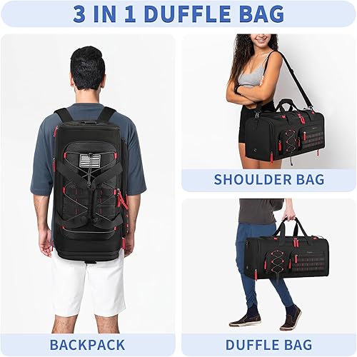 Miniatura 5 de Bosstin Bolsa de gimnasio para hombres y mujeres, 45L de viaje, bolsa de lona deportiva, mochila de viaje para gimnasio, fin de semana, mochila