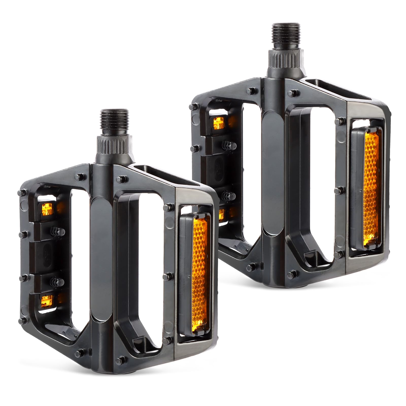 2026 New 9/16 inch Urban Commuter Bicycle Pedal, Built in Reflector, Sealed Bearing and Anti Slip Pin, Aluminum Alloy Wide Platform, Waterproof Design, Suitable for Various Roads/Mountains/Commuters