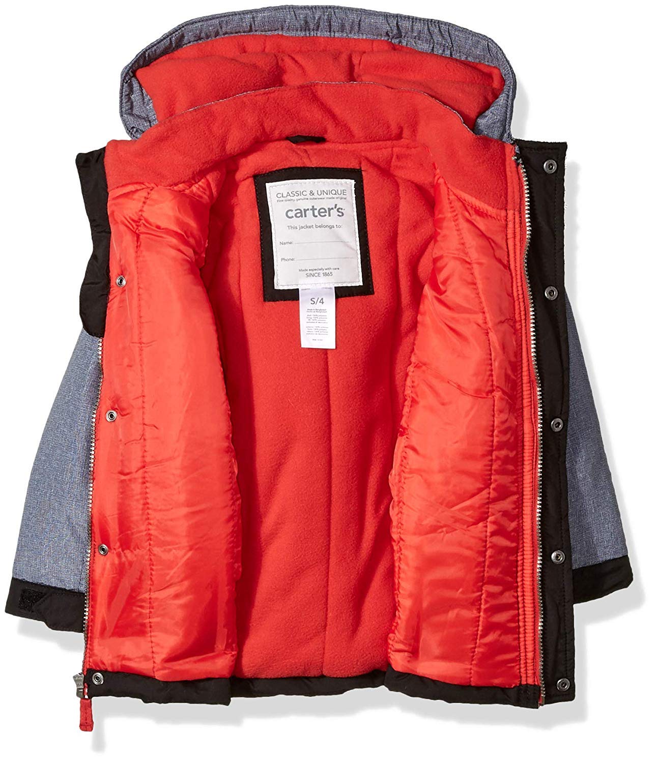Carter's Baby Boys Heavyweight 2-Piece Skisuit Snowsuit, Very Black/Grey Texture, 18M