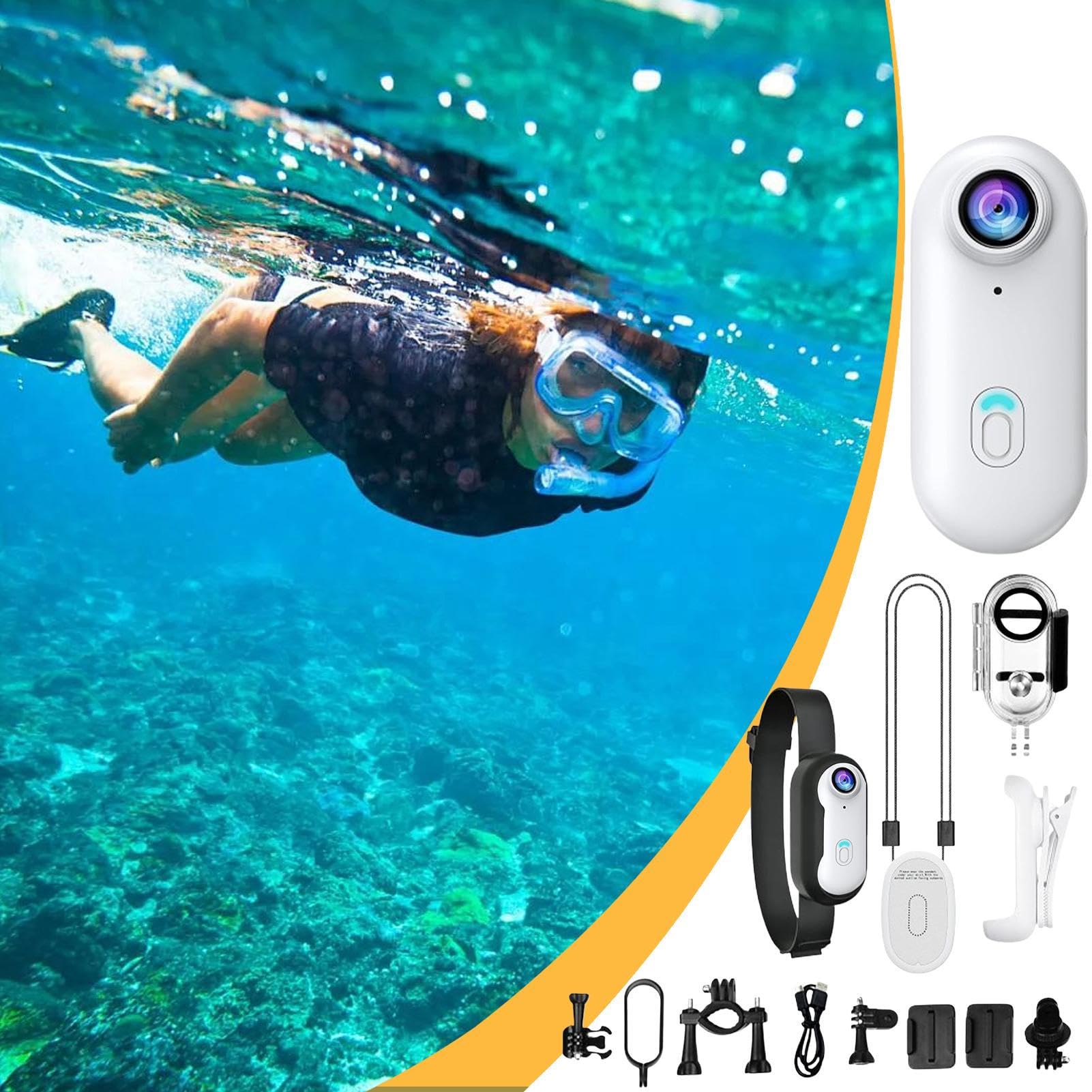 Body Camera – Action Camera tascabile | Tiny Cam, dispositivo impermeabile per vlogging per sport bici ciclismo palestra escursionismo viaggi all'aperto, grandangolo a 170 gradi