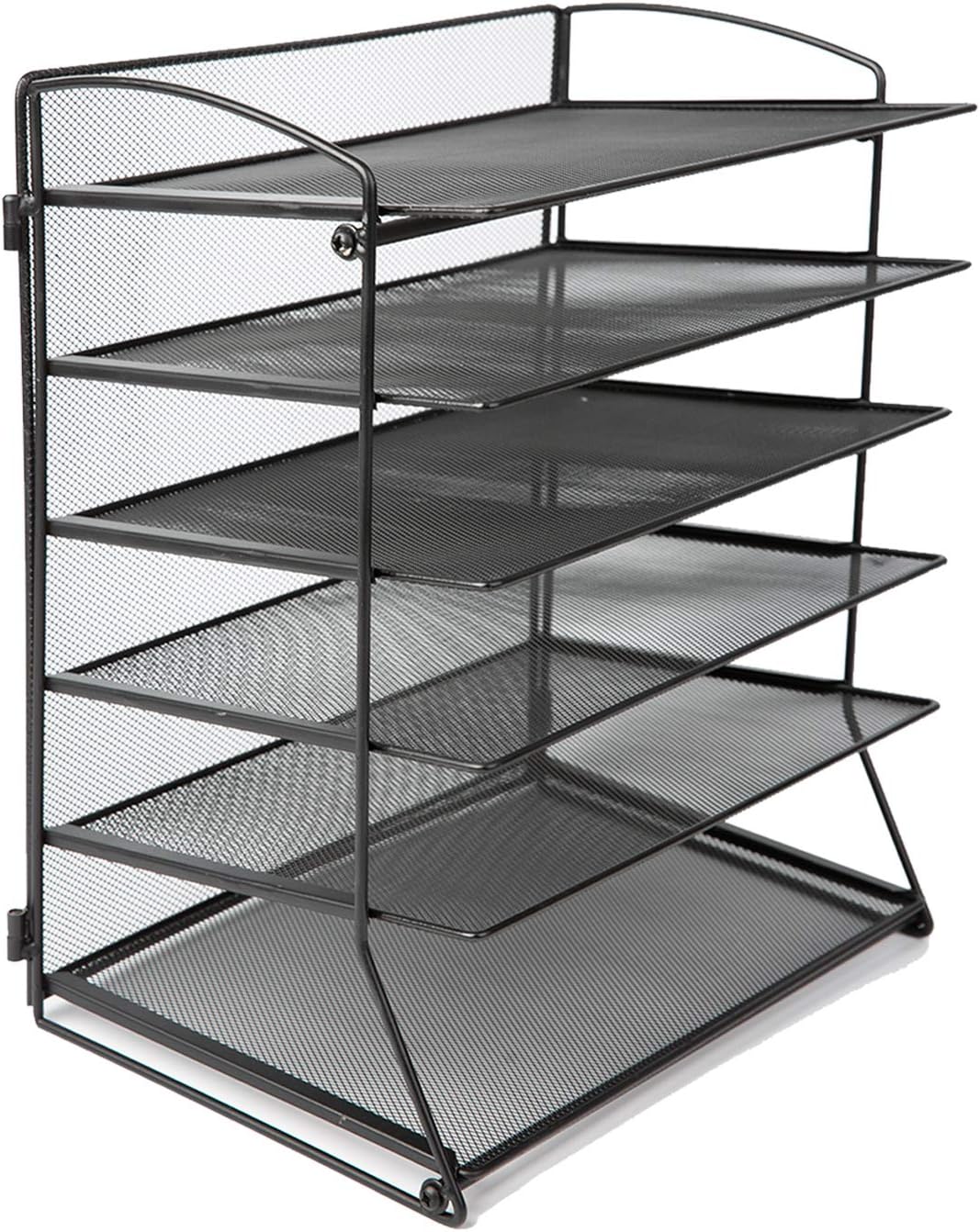 CLATINA 6-Tier Metal Mesh Desk File Organizer Desktop Letter Tray Paper Document Holder for Office Home School Black