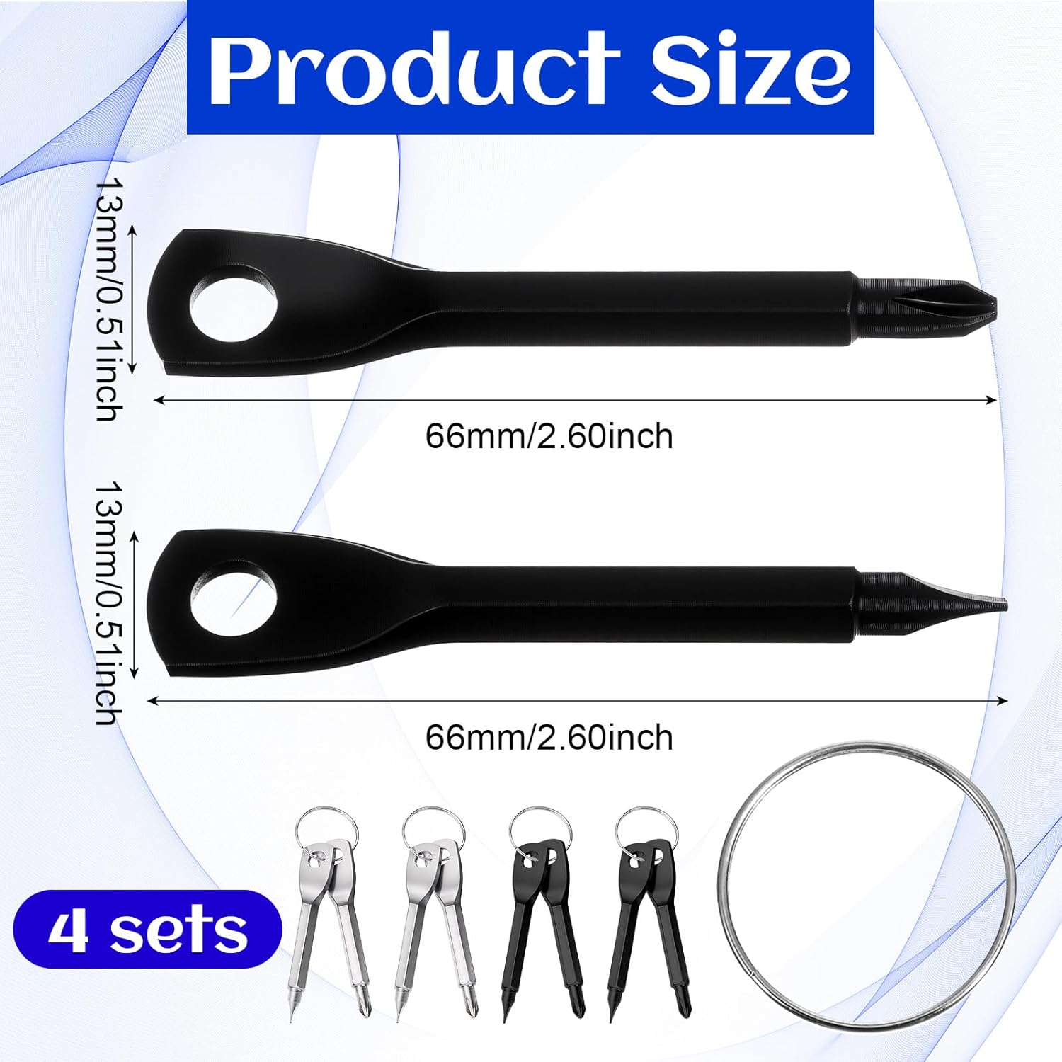 Tyqour 4 Set (8 Pcs) Portable Multifunction Keychain Screwdriver Mini Key Shape Travel Kits Outdoor EDC Screwdriver Keychain Tool Multitool Flathead Phillips Outdoor Cool Gadgets for Men